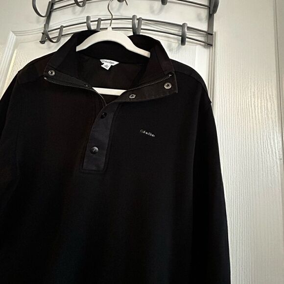 Calvin Klein Men’s 1/4 zip button pullover black sweater Medium EUC - Picture 7 of 15